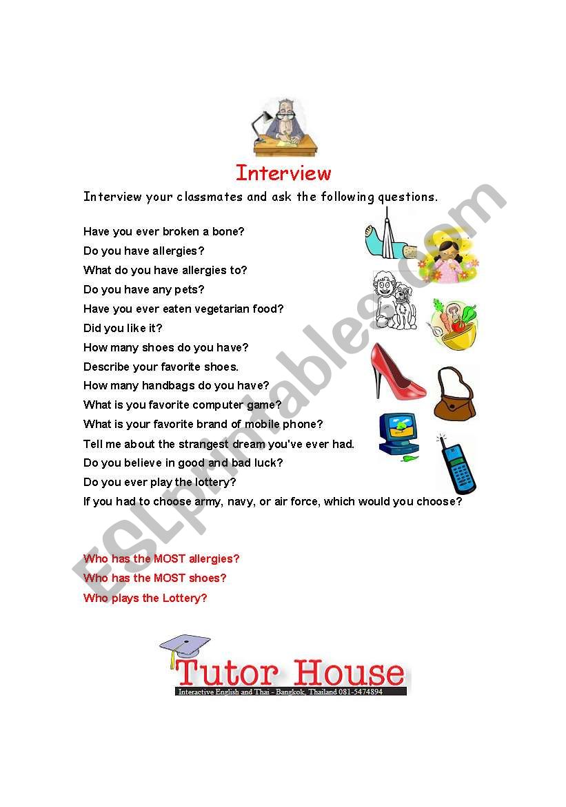 Picture Interview worksheet