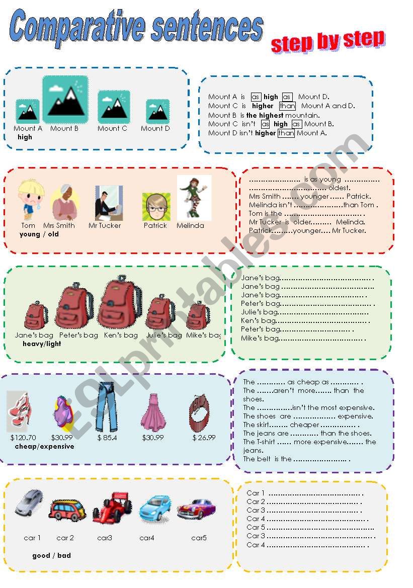 comparative sentences step by step