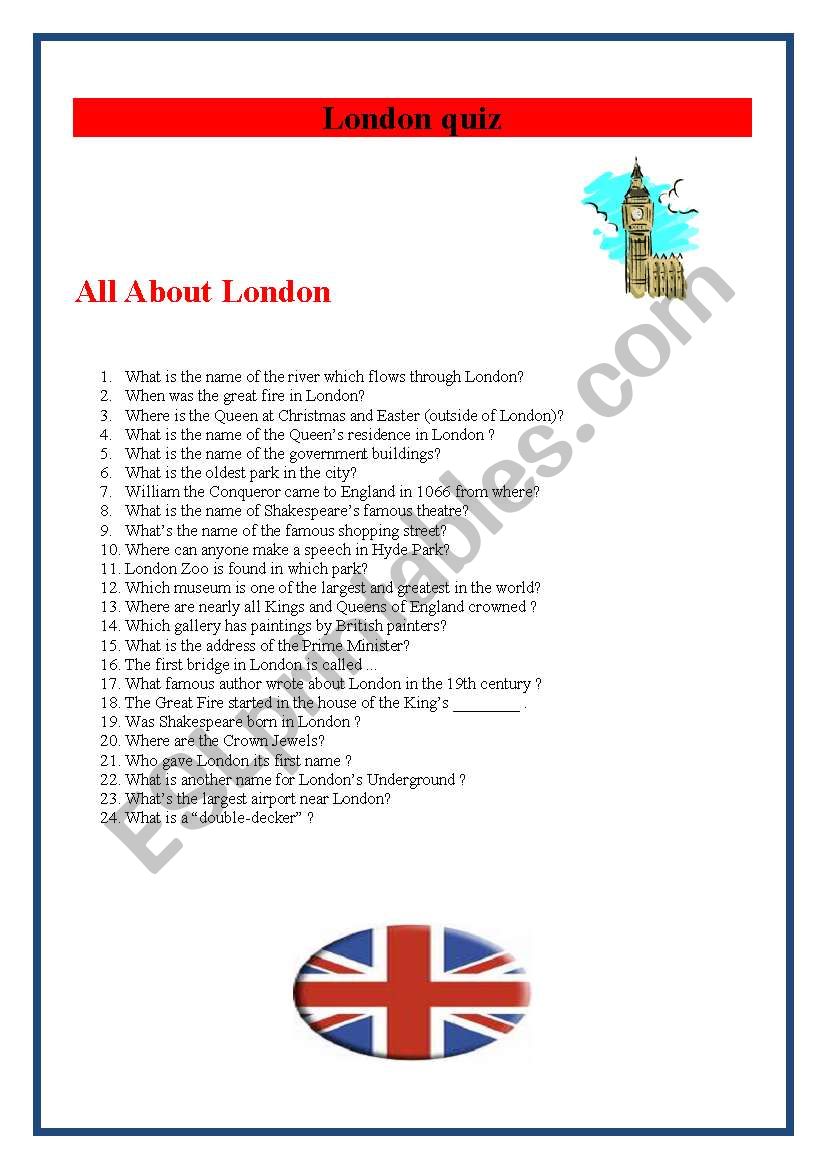 ALL ABOUT LONDON worksheet
