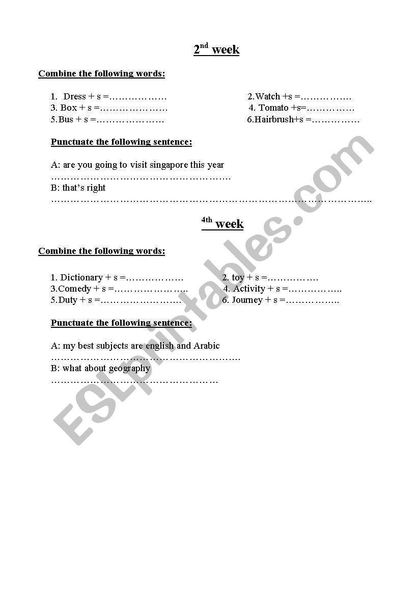 spelling worksheet