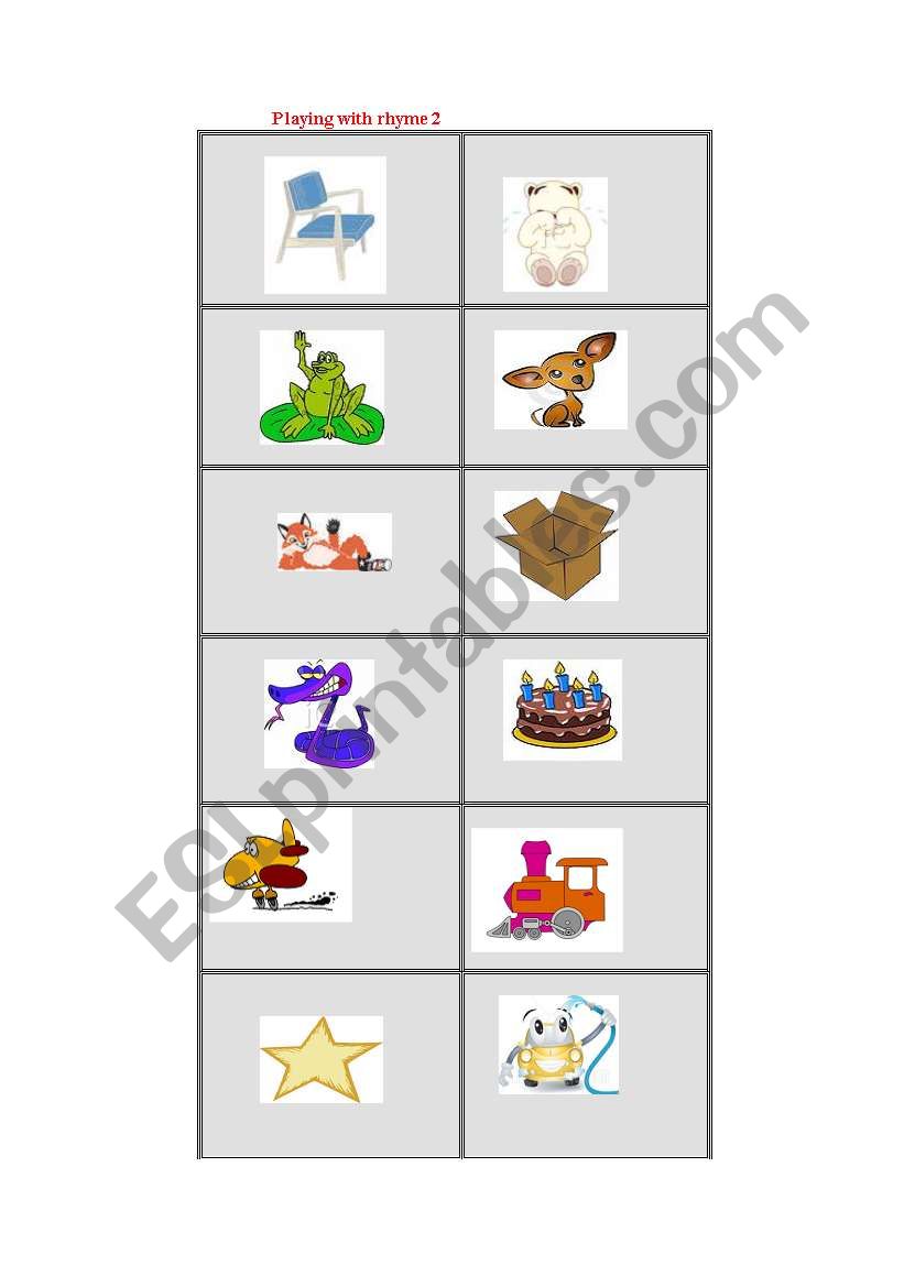 Playing with rhyme 2 worksheet