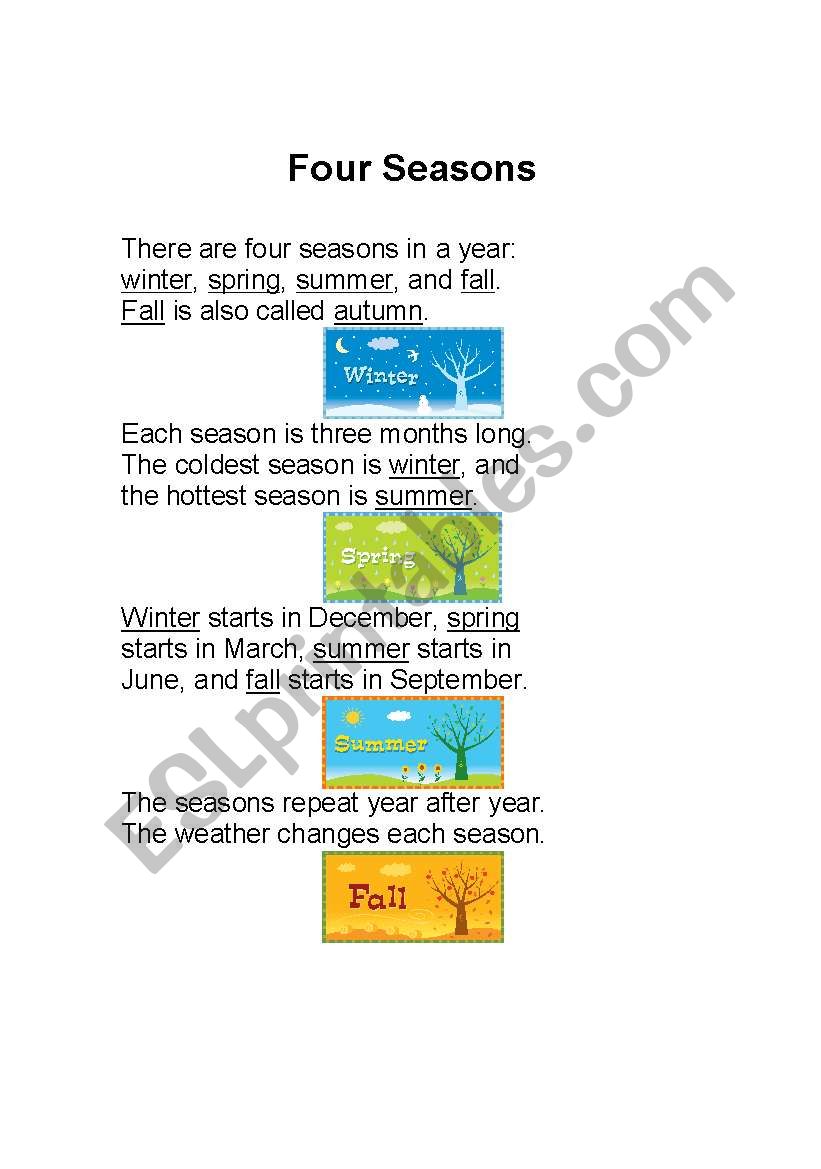 Four Seasons worksheet