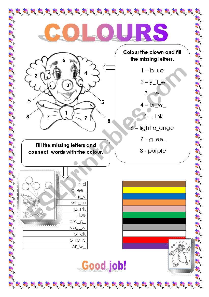 Colours worksheet