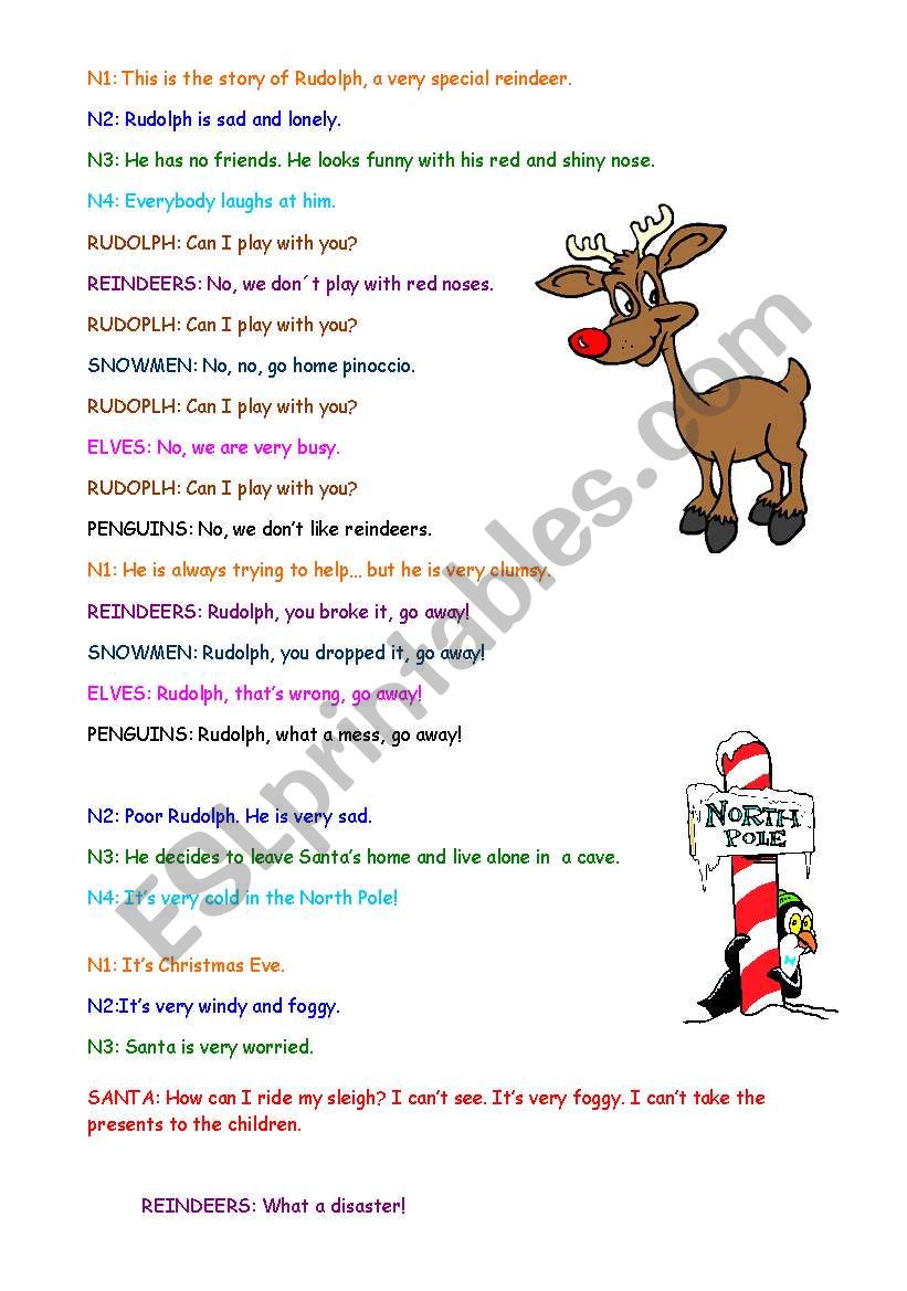 tilgive Solformørkelse medlem A CHRISTMAS PLAY: RUDOLPH THE RED NOSED REINDEER - ESL worksheet by Rofer