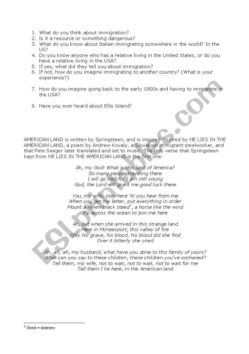 USA 2 worksheet
