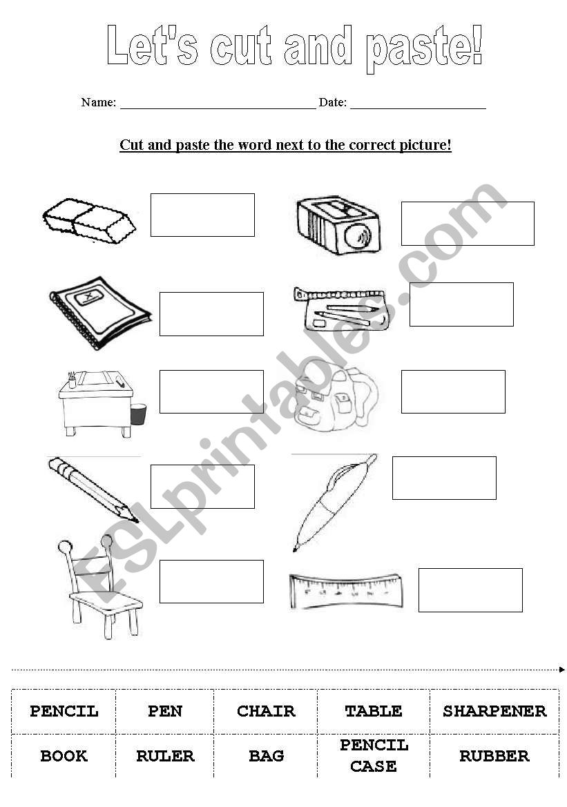 Lets cut and paste! worksheet