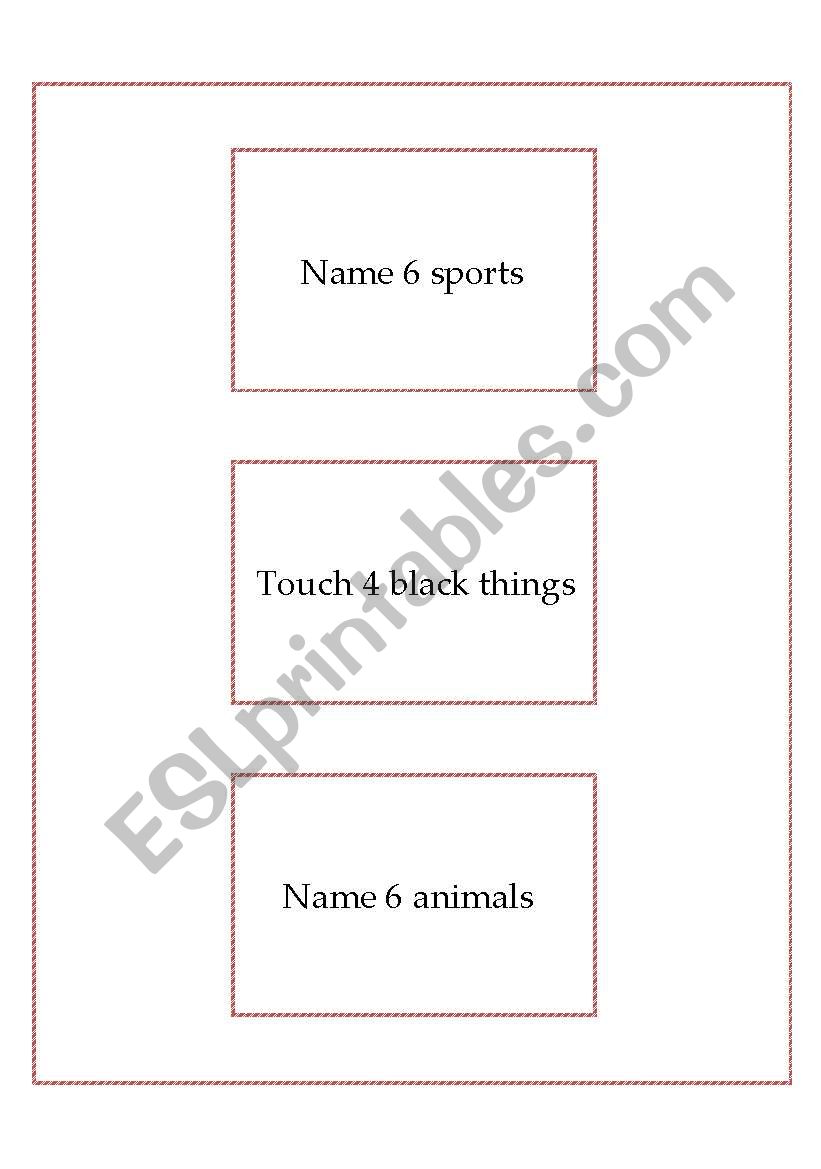 HIT CARDS worksheet