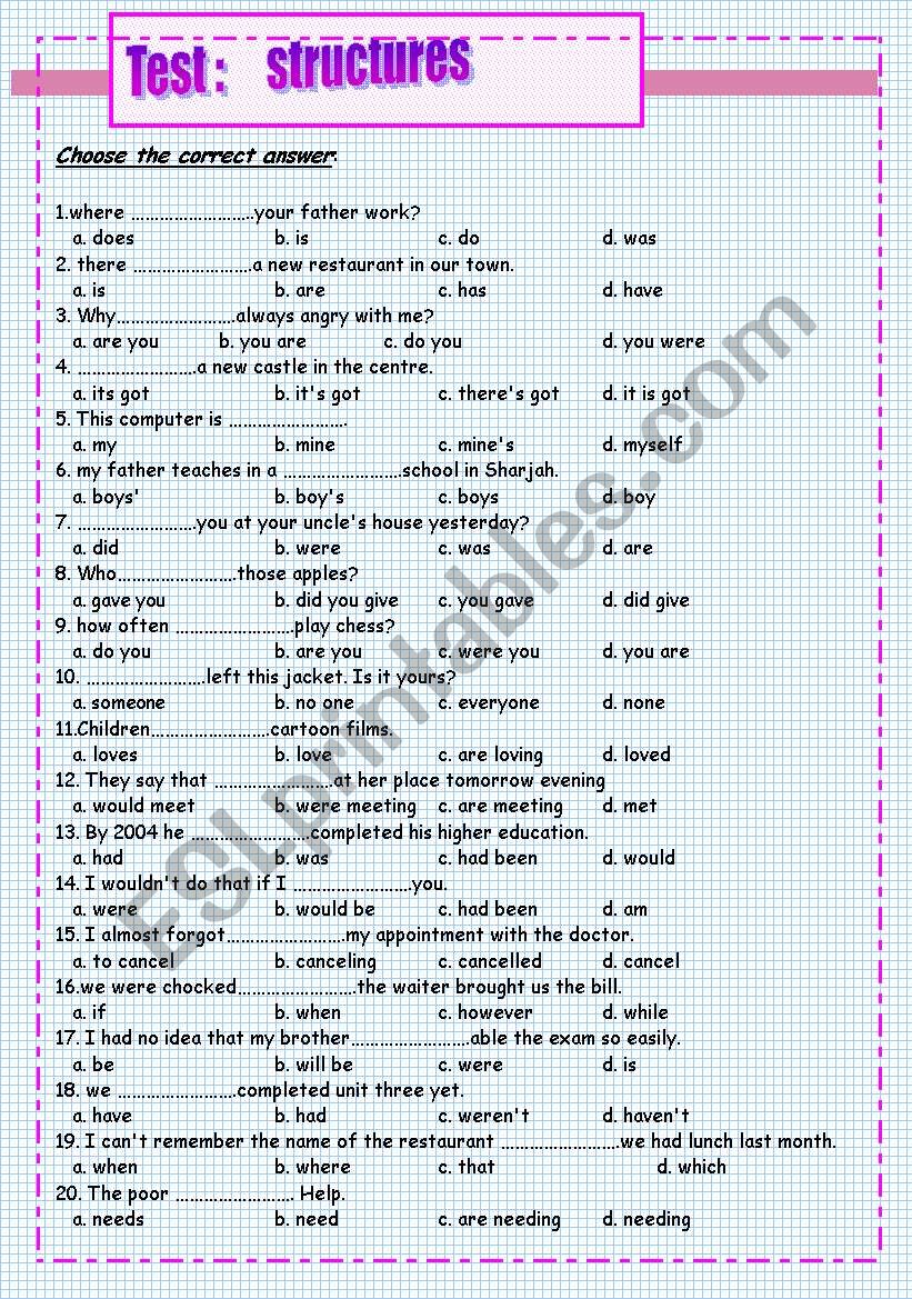 Global revision ( test one ) worksheet