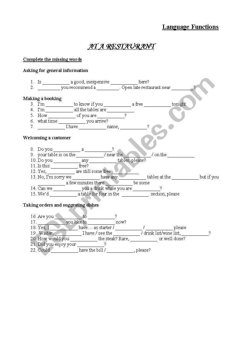 Hotel Management Vocabulary worksheet