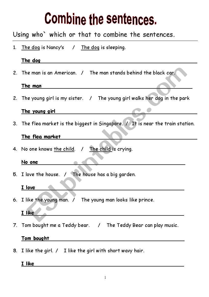 Combine The Sentences Which Who That ESL Worksheet By Shusu euphe