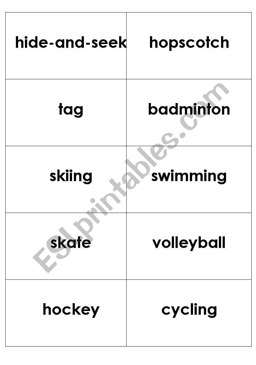 games worksheet