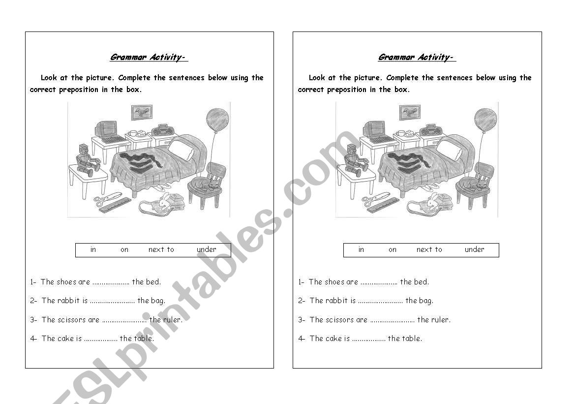 Preposition worksheet