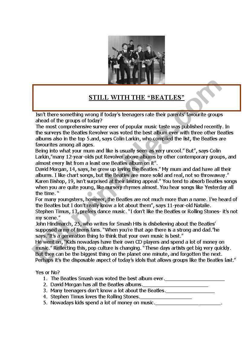 The Beatles worksheet