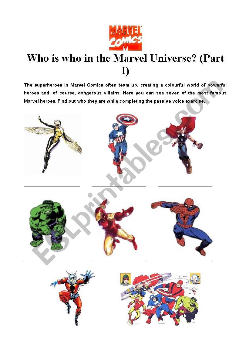 Marvel Comics Superheroes - Passive Voice Exercise