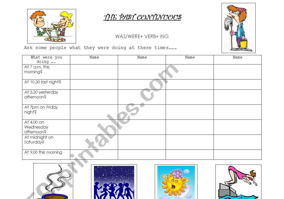 Past Continuous speaking activity