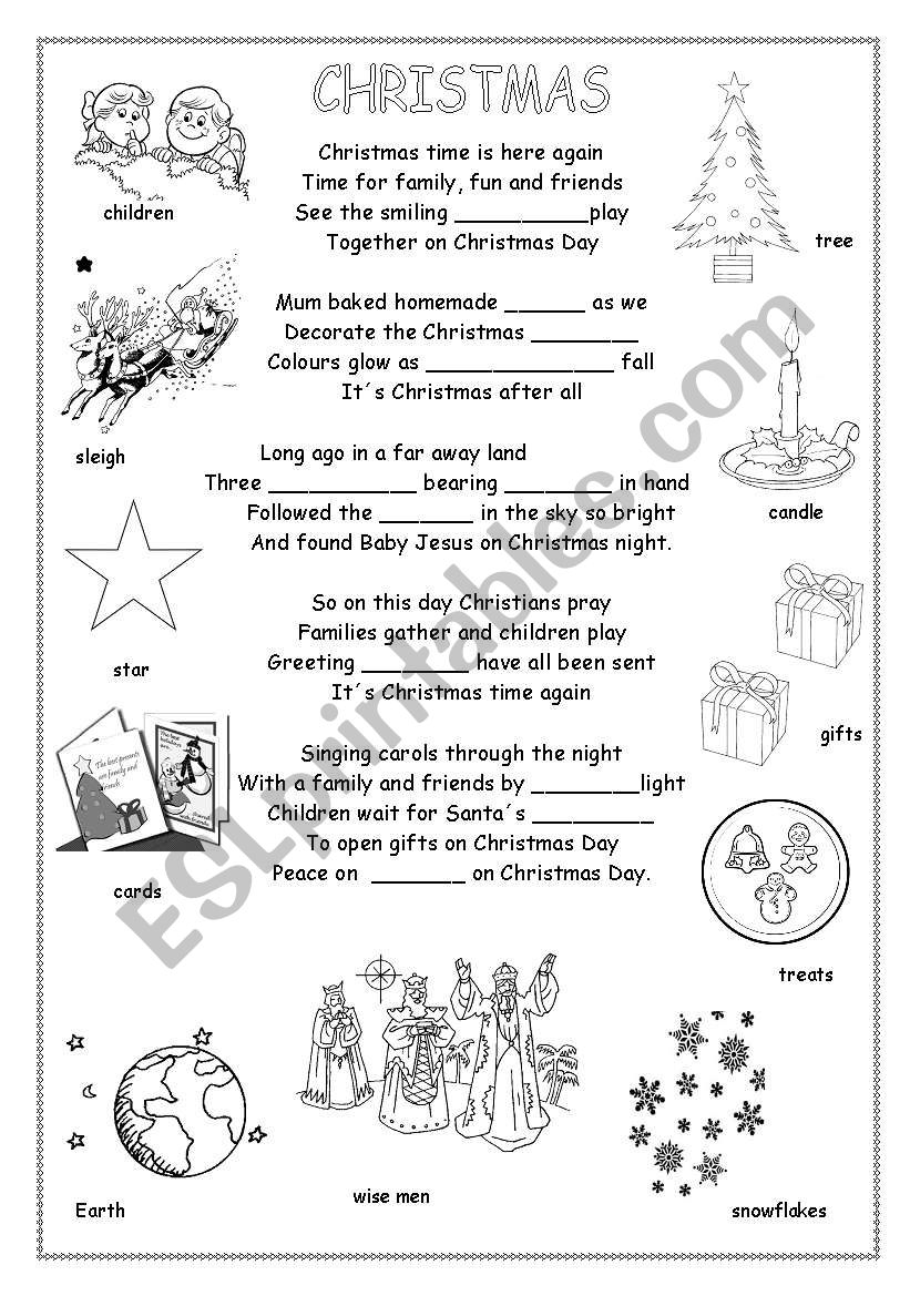 Christmas poem worksheet
