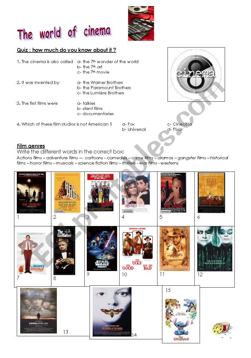 The world of cinema worksheet