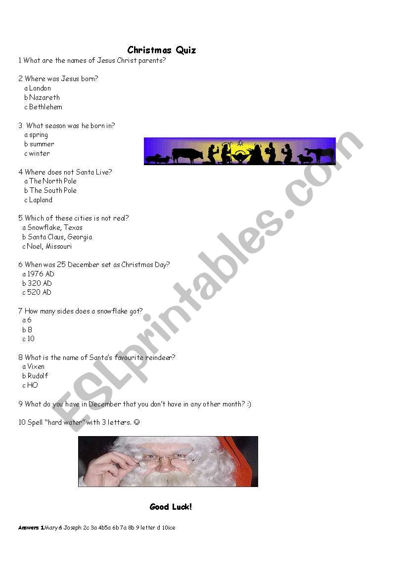 Christmas Quiz worksheet