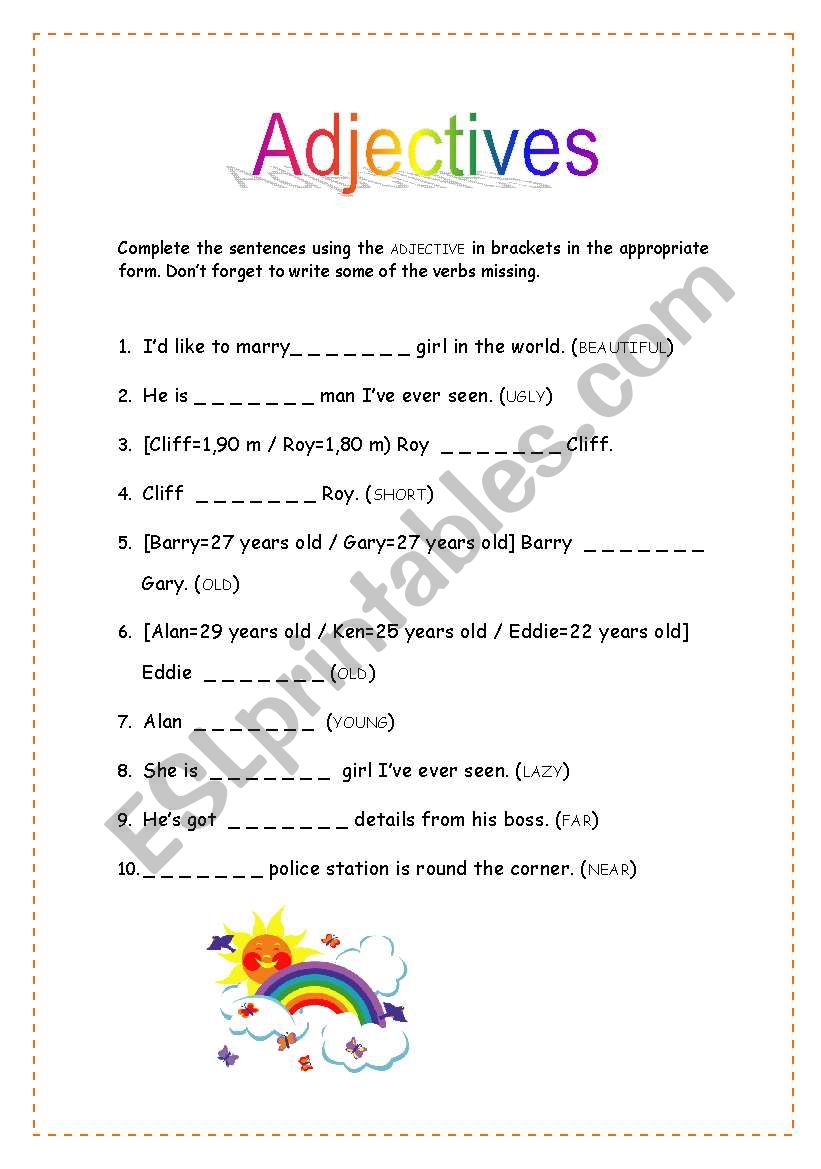 Adjectives worksheet