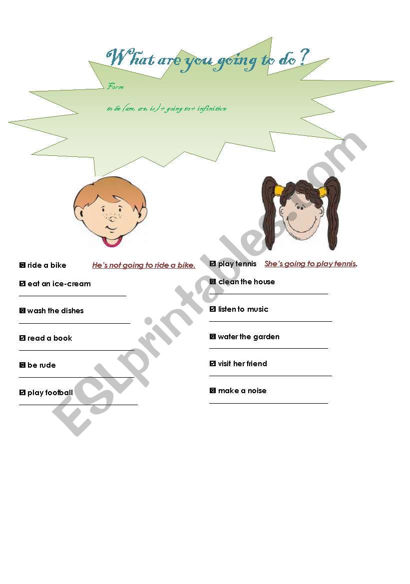 What are you going to do? worksheet
