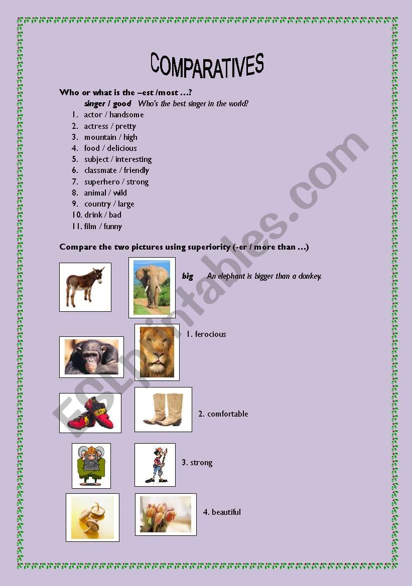 Comparatives - Too - Enough worksheet