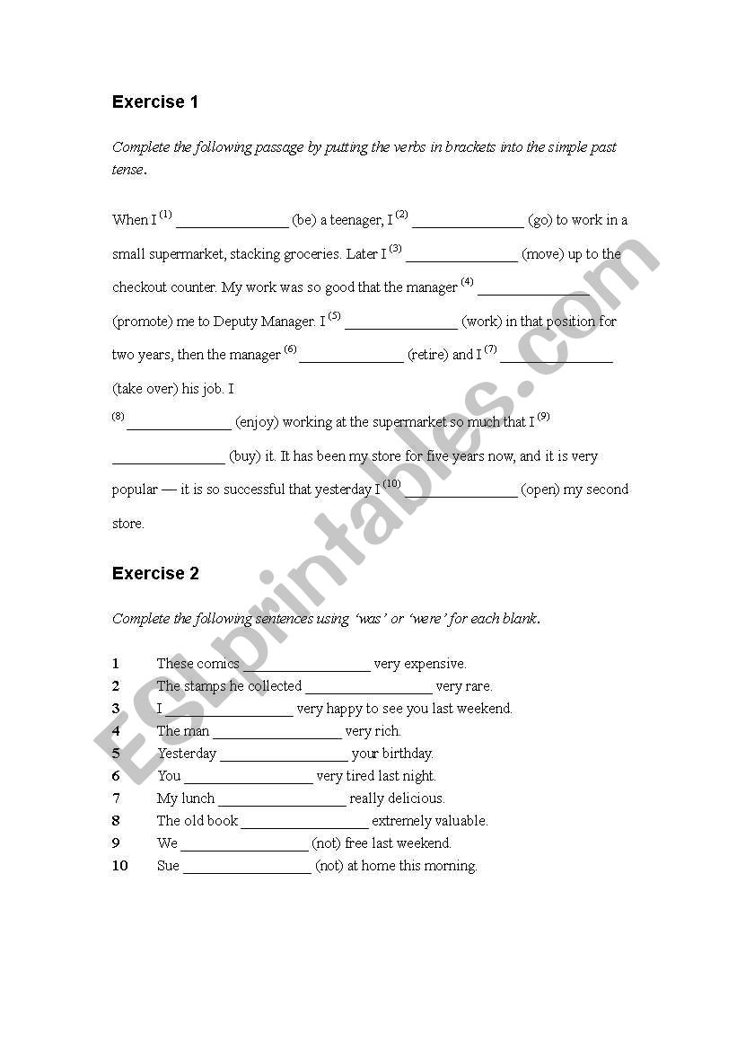 Simple Past Tense worksheet