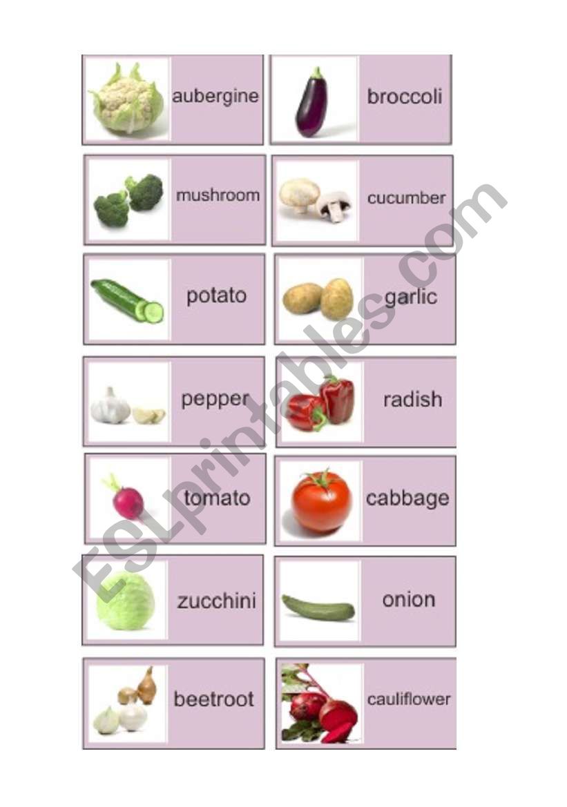 vegetables worksheet