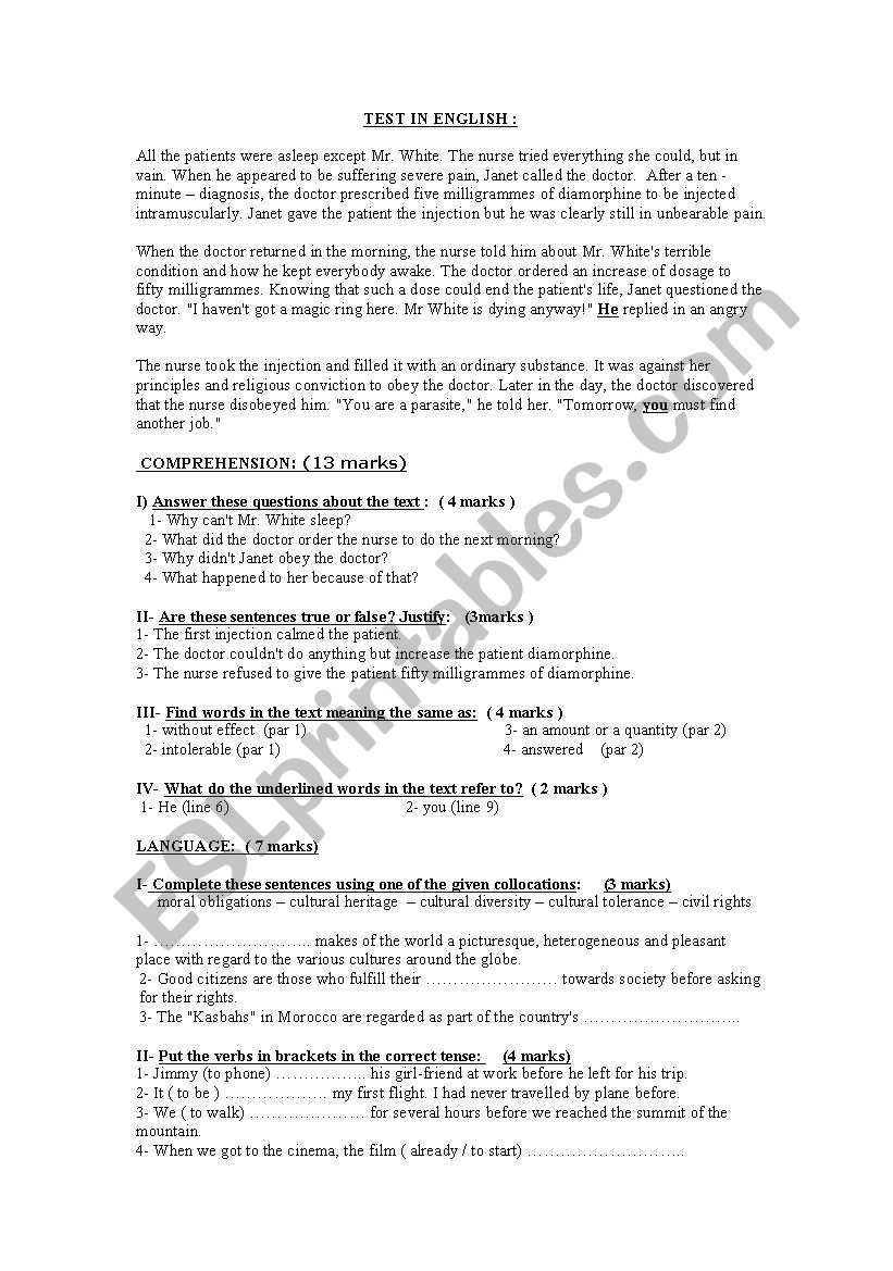 TEST worksheet