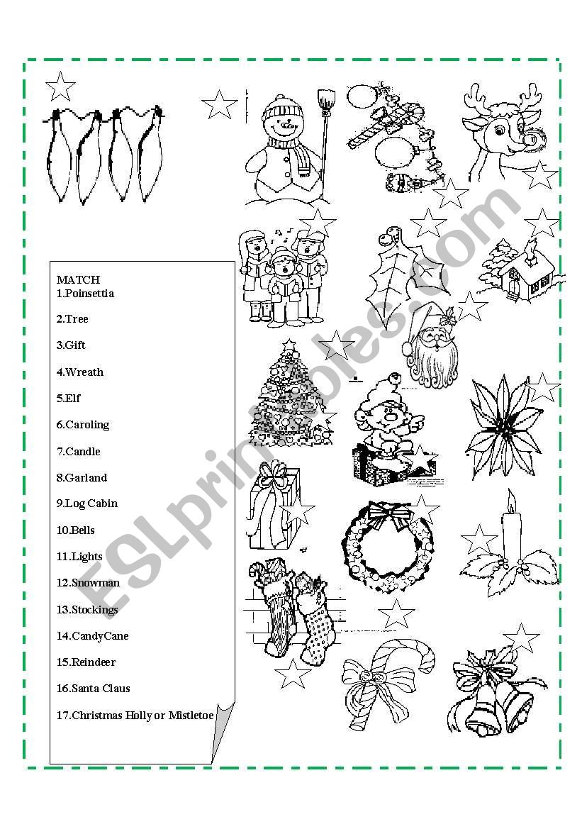 Match the Christmas words worksheet