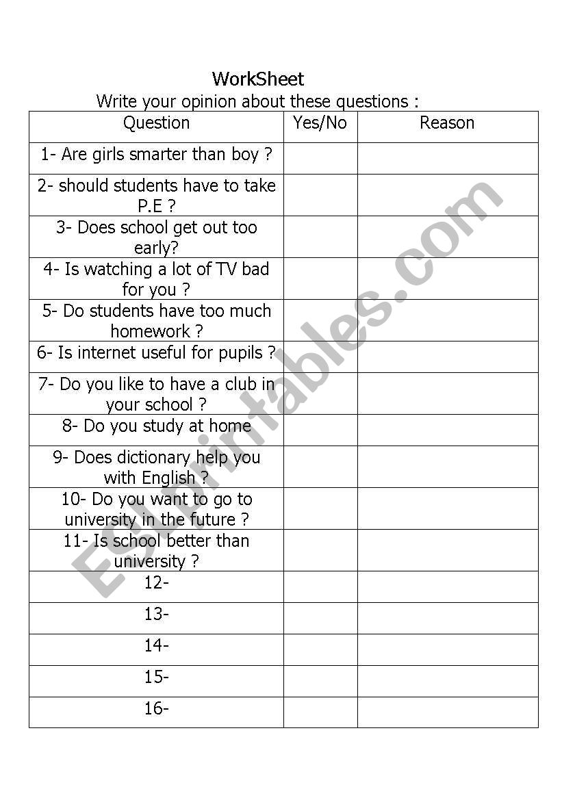 Tenth Grade Work Sheet worksheet
