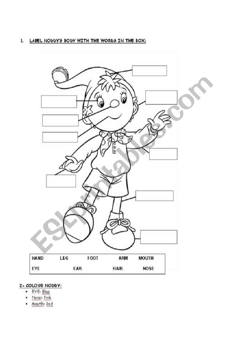 parts of body worksheet