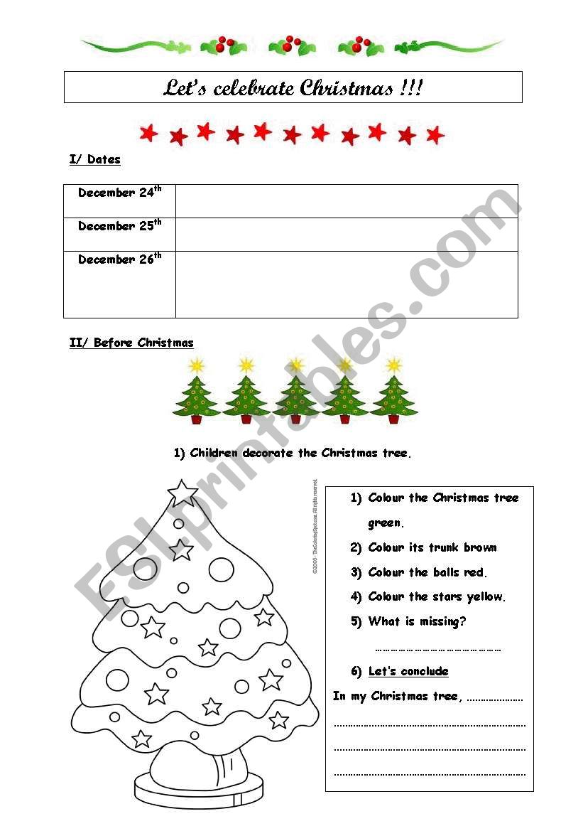 Lets celebrate Christmas worksheet