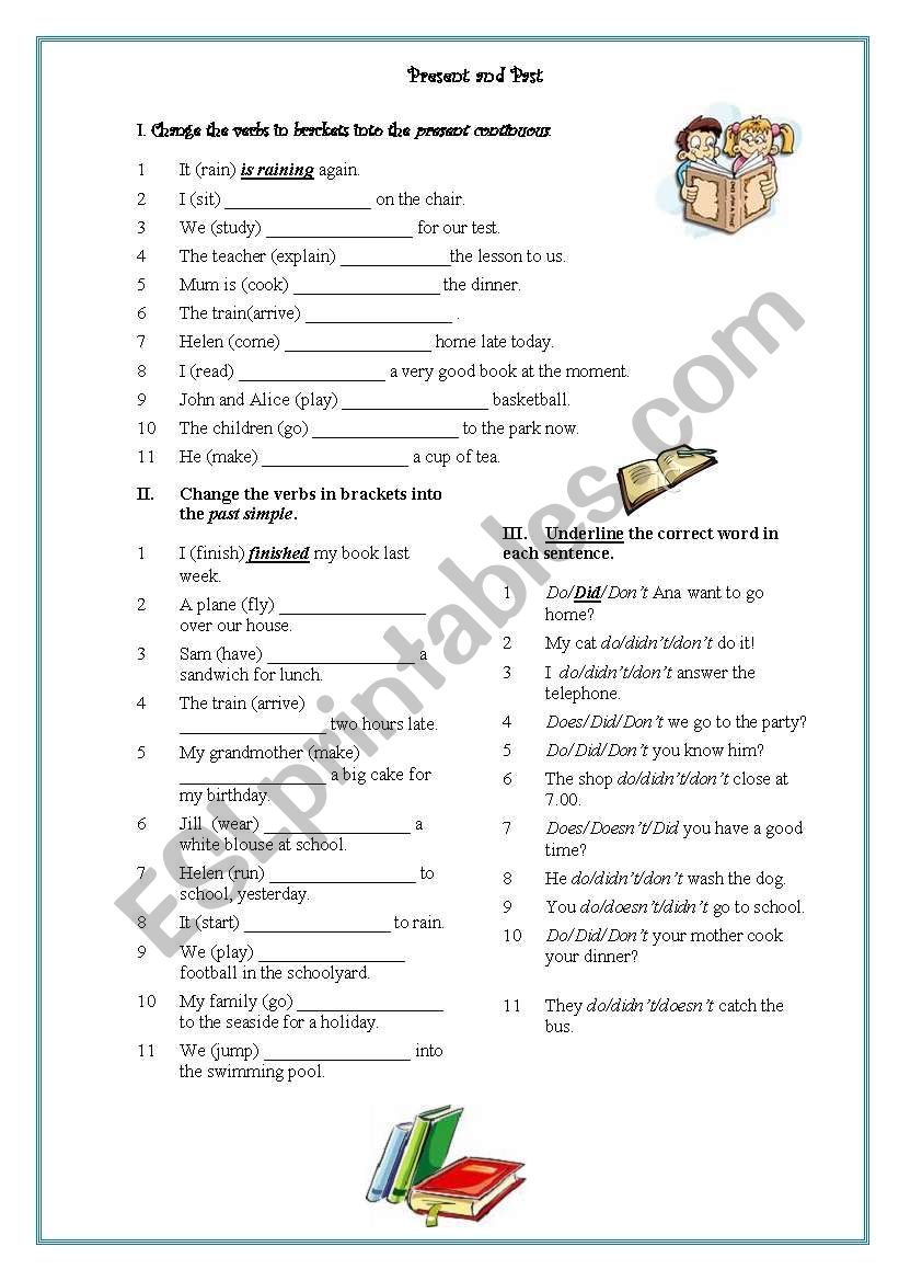 present and past worksheet