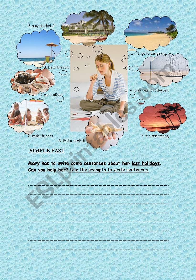 Last holidays at the beach worksheet