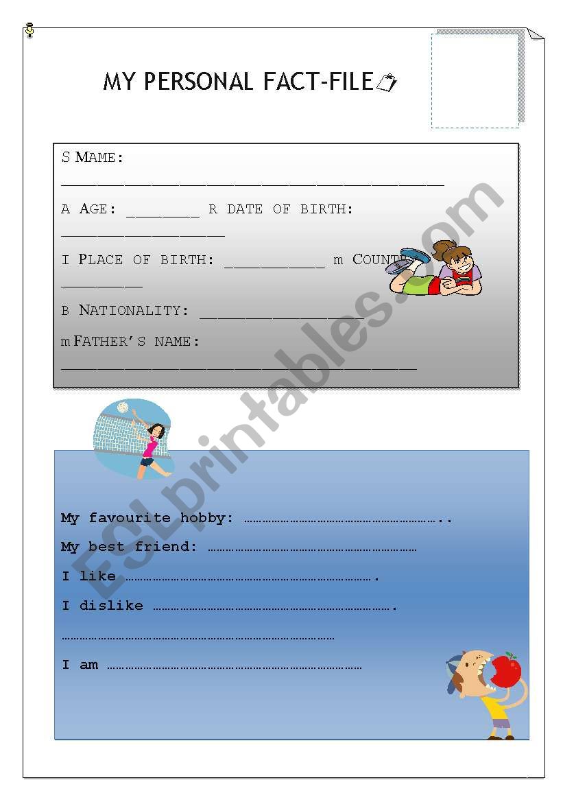 Personal identification worksheet