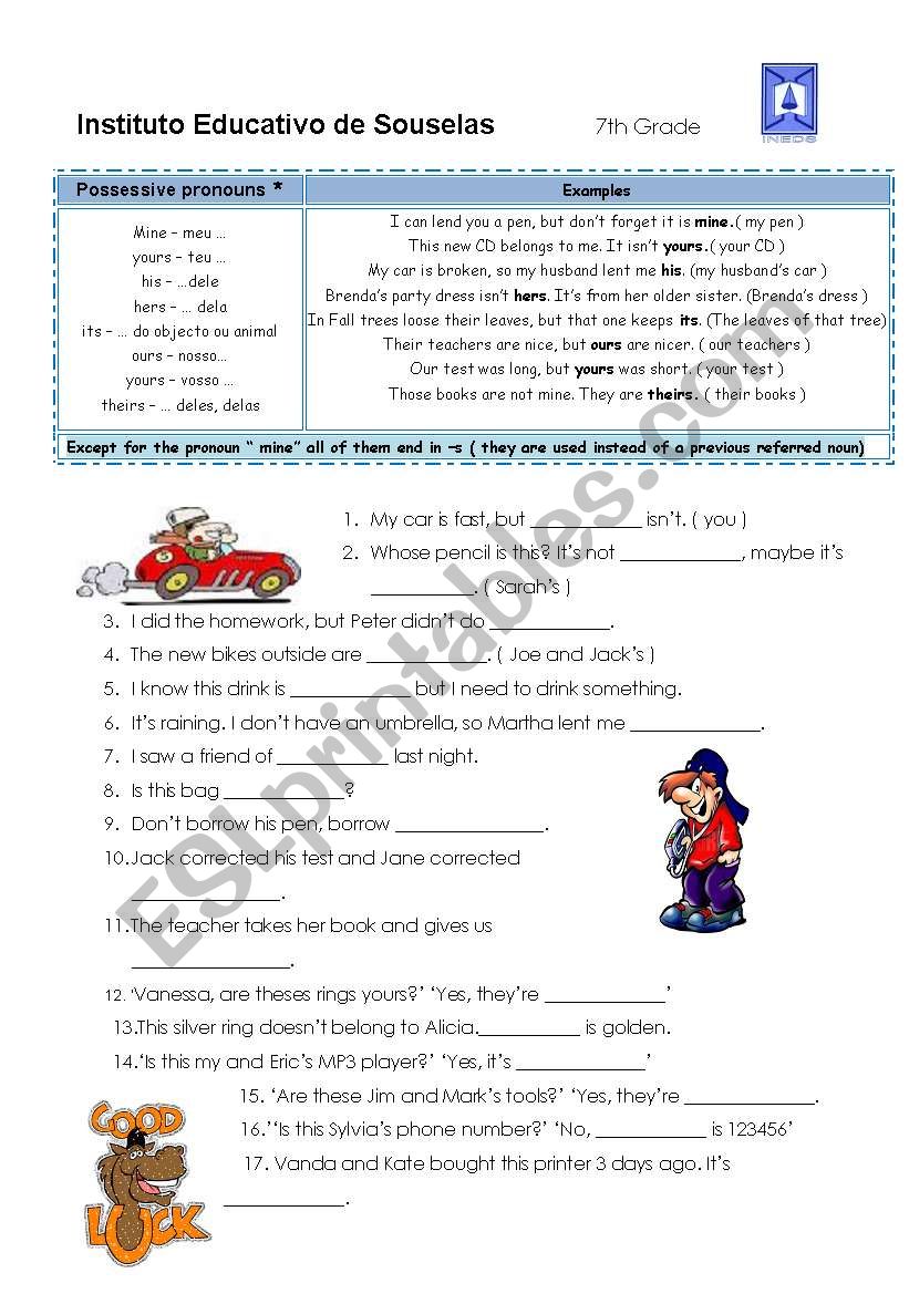 Possessive Pronouns worksheet