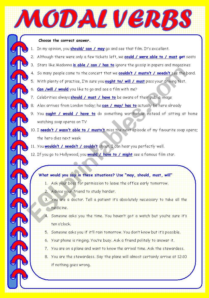 MODAL VERBS worksheet