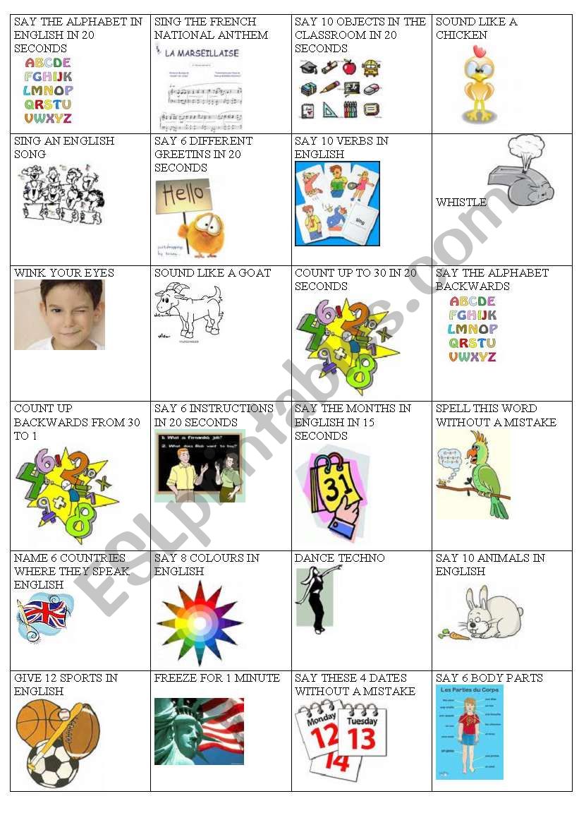 CHALLENGE IT ! worksheet