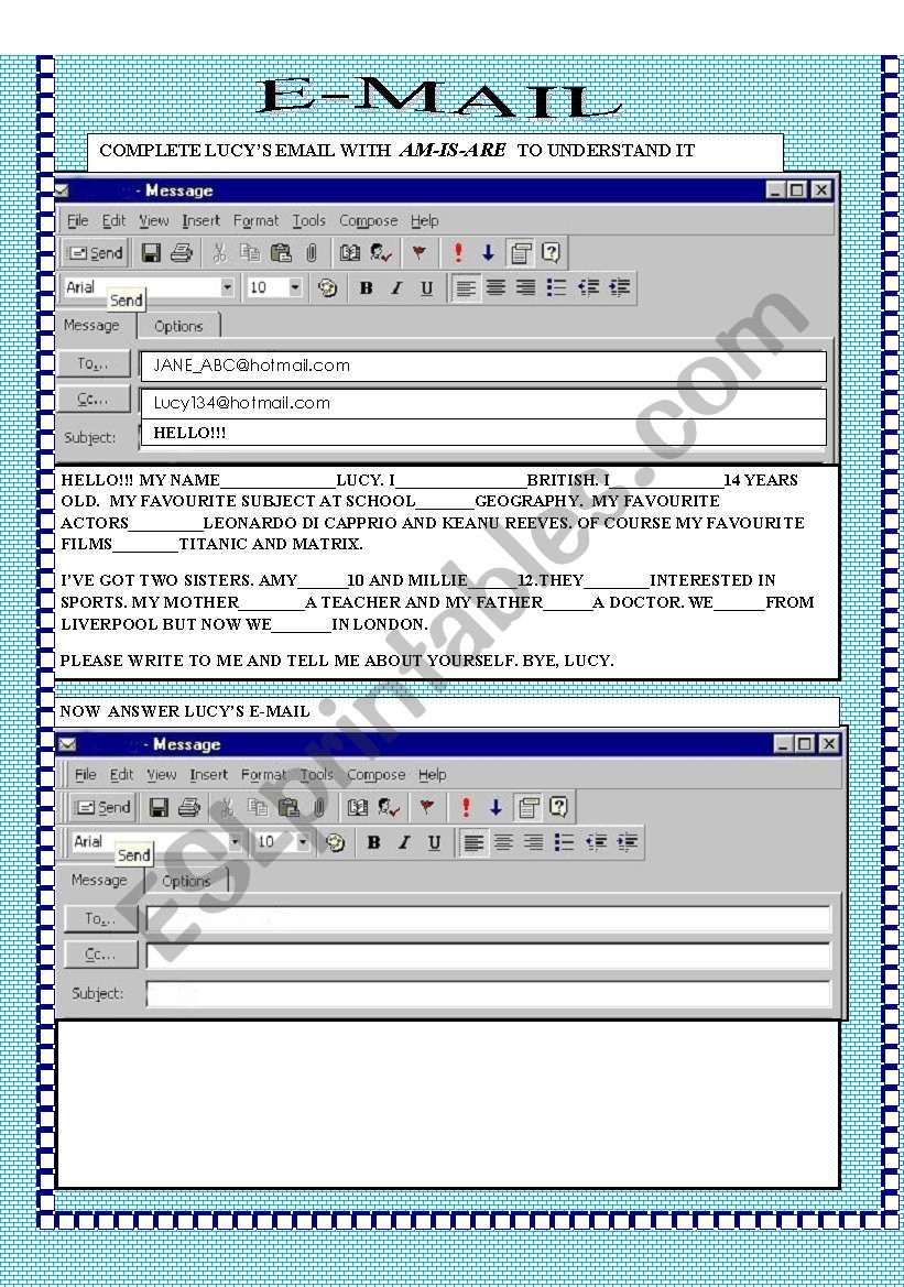 E-MAIL worksheet