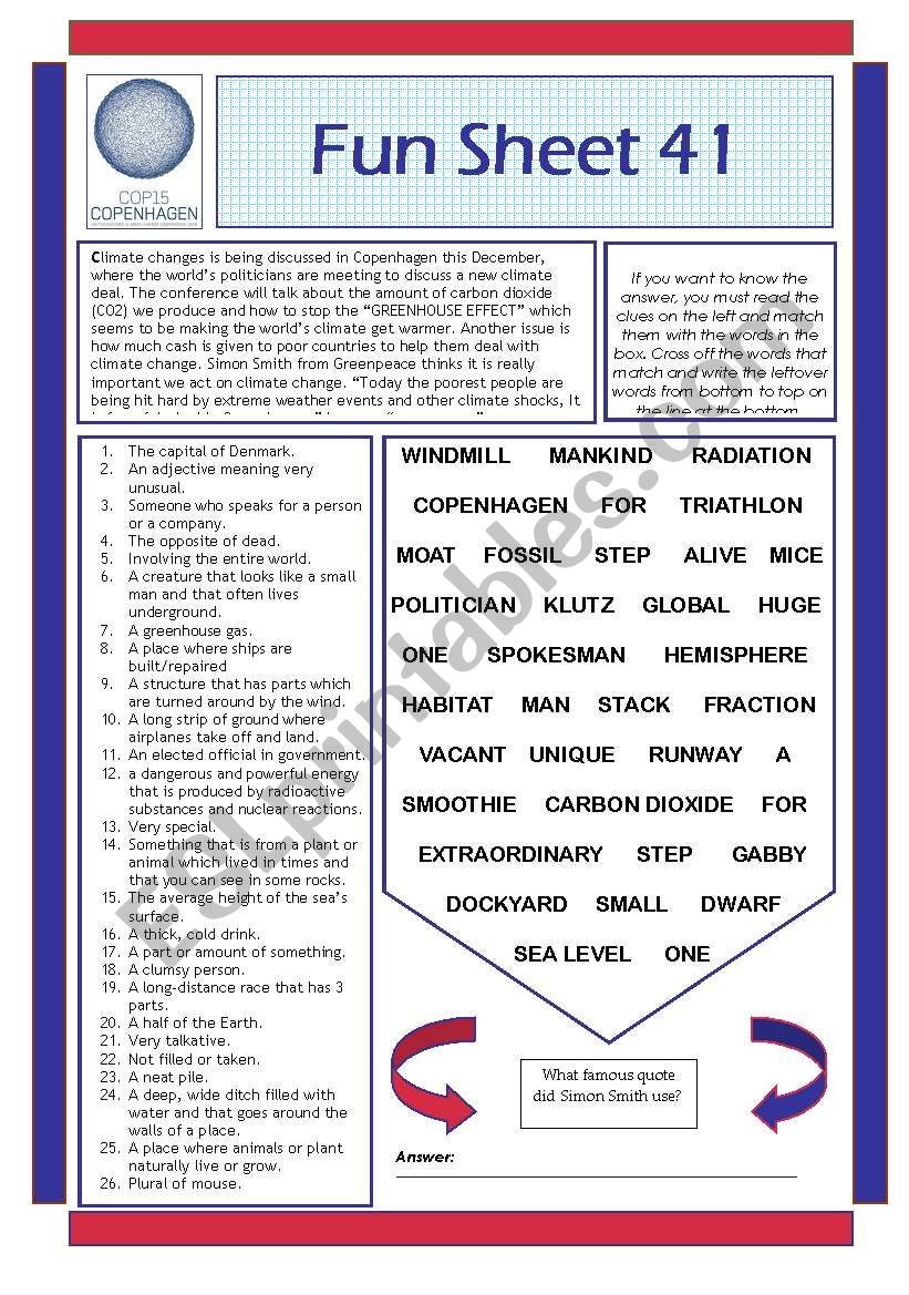 Fun Sheet 41 worksheet