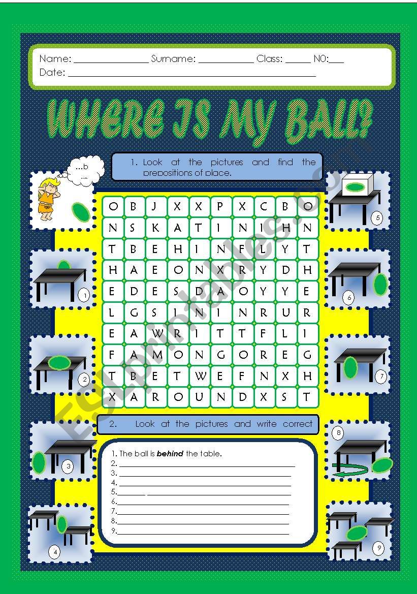 Where is my ball? worksheet