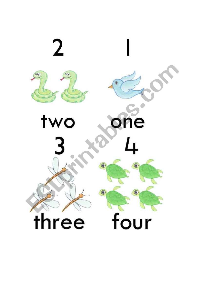 Number flash cards 1-10 worksheet