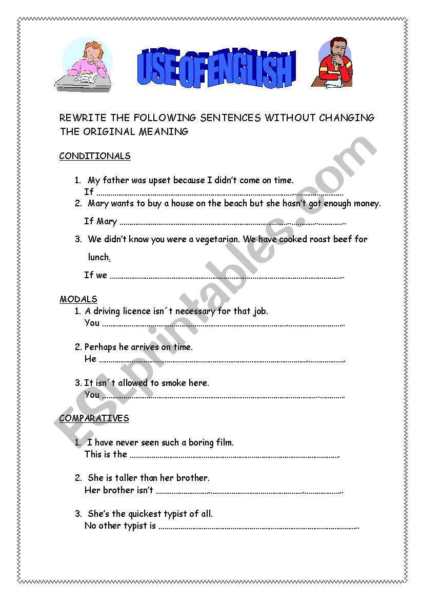 use of english worksheet