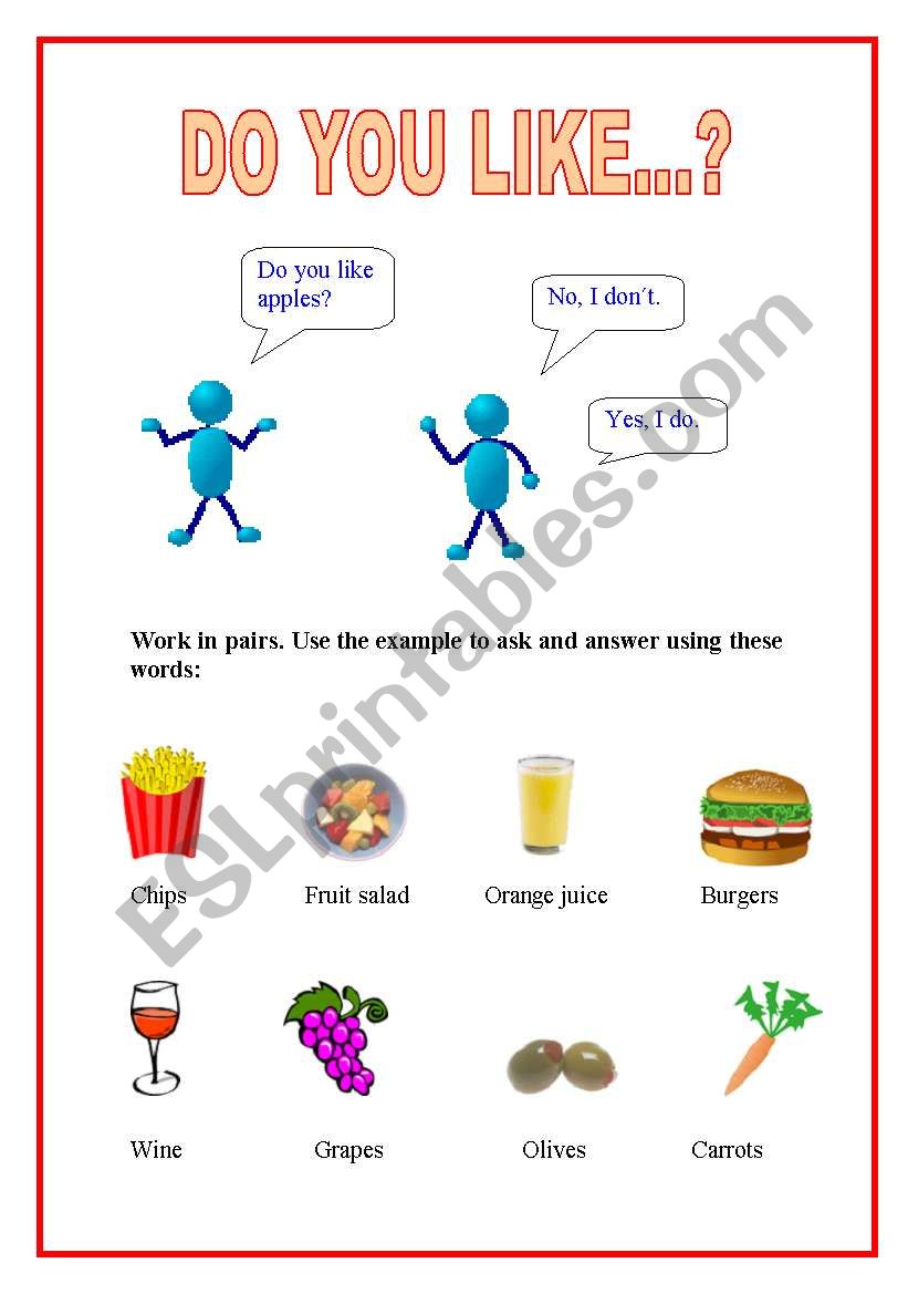 DO YOU LIKE...? worksheet