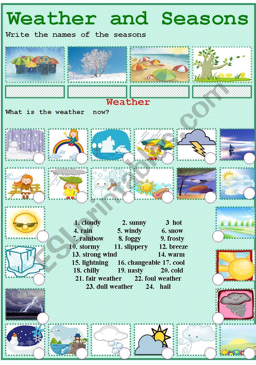 Weather and seasons worksheet
