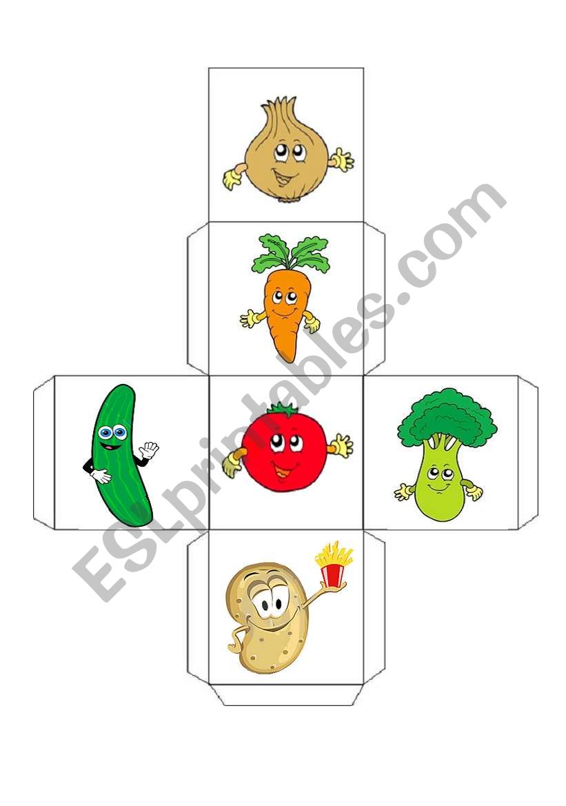 vegetables dice worksheet