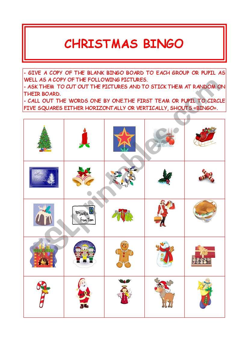 CHRISTMAS BINGO worksheet