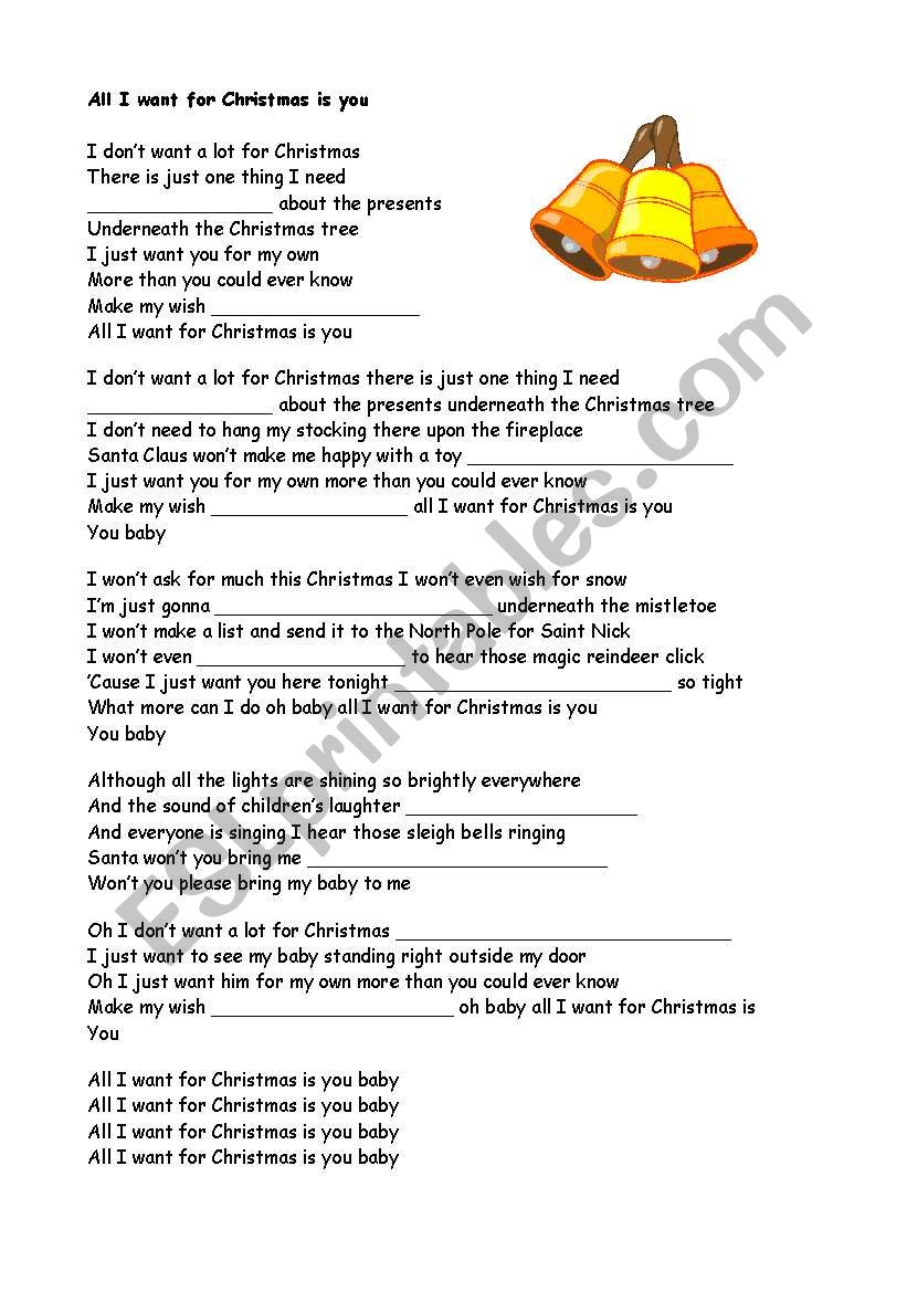 All I want for Christmas worksheet