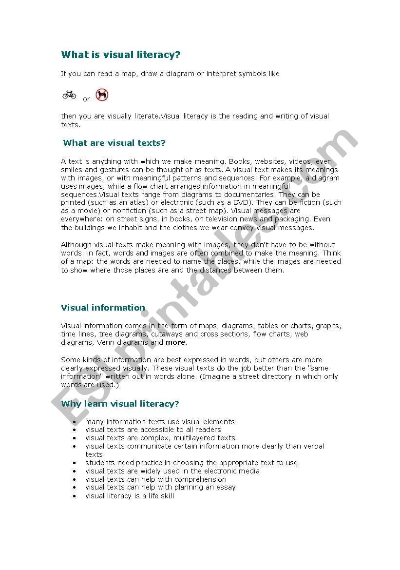visual Literacy worksheet