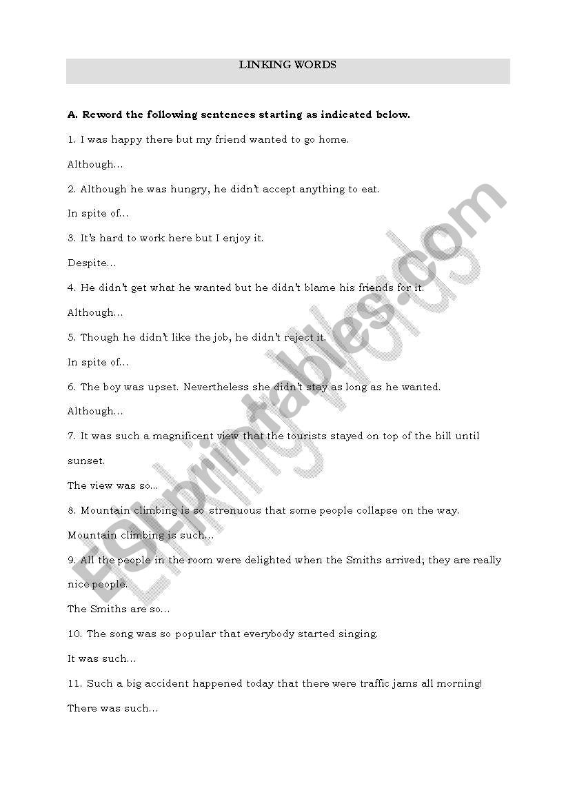 Linking Words worksheet